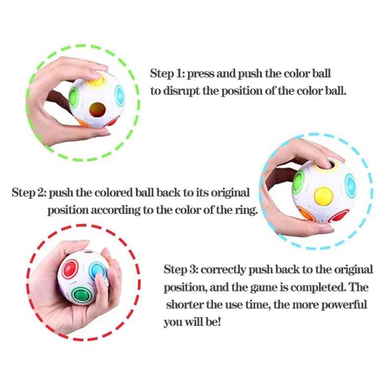 3pcs Creative Magic Spheric Cube Speed Rainbow Ball Puzzles Learning Educational Toys For Children Adult Office Anti Stress Gift