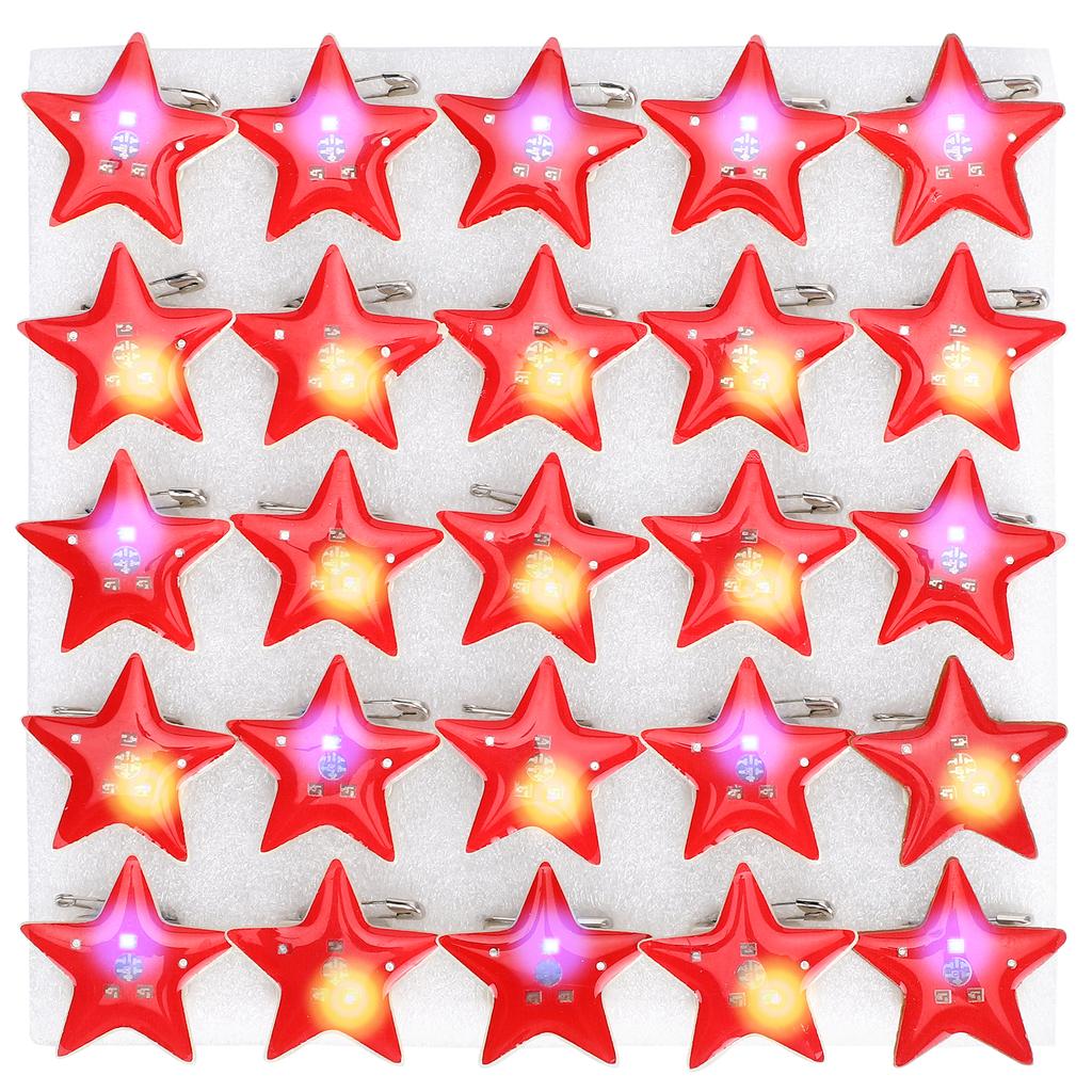 25Pcs FivePointed Star Shaped LED Brooch Christmas Pin Badge for Children Gift Party Favors