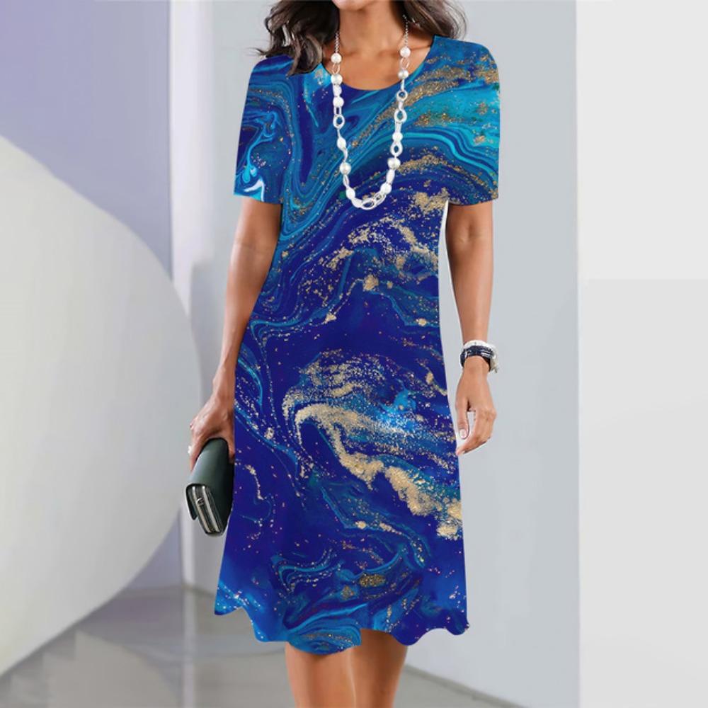 Женские платья Винтаж Текстурированный принт Топ с коротким рукавом Модная юбка Летние свободные платья Y2k Женская повседневная одежда