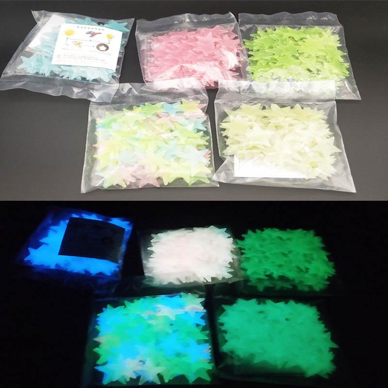 Vogue Luminous Glow In The Dark DIY 100 Pcs Bedroom 3D Stars Stars Wall Stickers Home Decoration Fluorescen