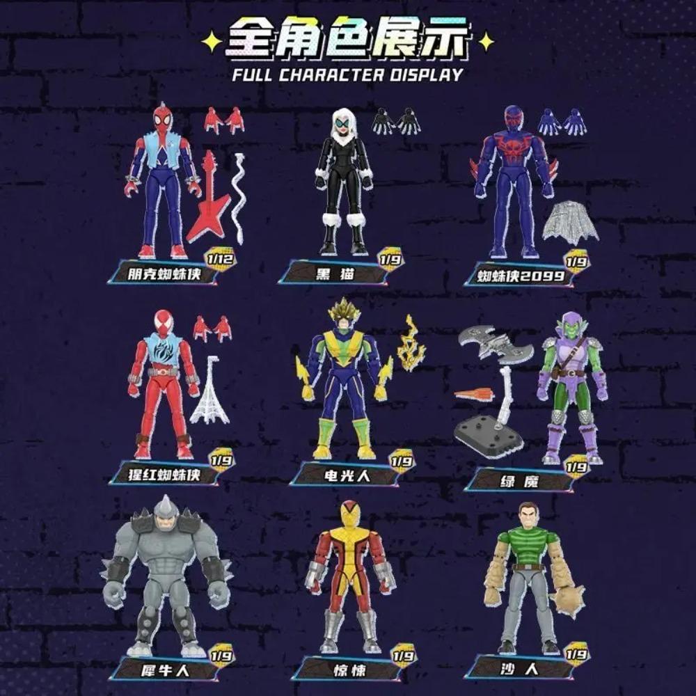 BLOKEES Spider-Verse Spiderman Action Figure Galaxy Version 6 Punk Spider Man Anime Figure Collection Model Ornament Toys Gift