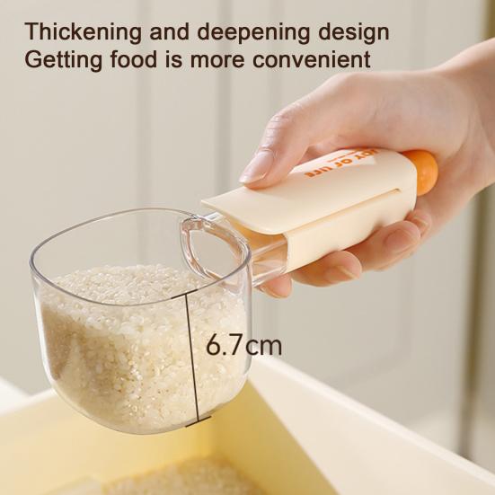 Мерная ложка для корма для домашних животных со шкалой, зажим для запечатывания пакетов, многофункциональный совок для рисовой муки, кухонный инструмент