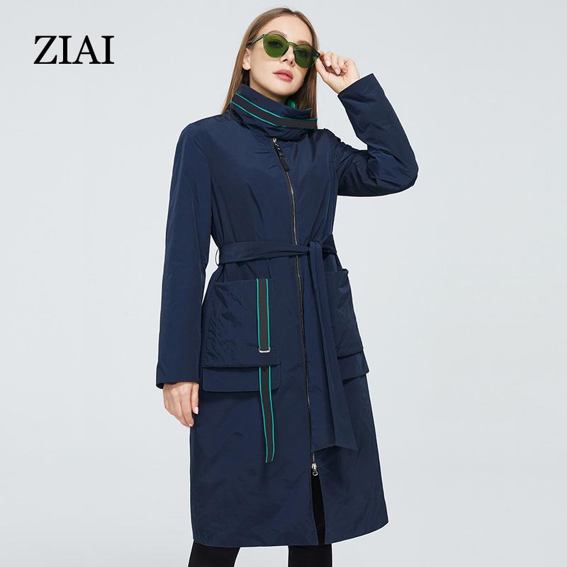 Куртка ZIAI, тонкий длинный хлопковый женский весенний плащ, женская парка, женская ветровка, модная верхняя одежда ZM-8777