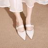 2024 Весна Лето Новые Тапочки с острым носком и вырезом Женские однотонные слипоны на каблуке 5 см Сандалии Мюли Обувь Женские