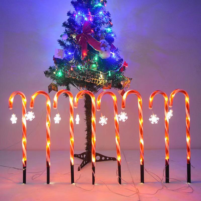 Cross-Border LED Solar Candy Cane Holiday Lights: Waterproof Outdoor Decorative Lawn Lighting