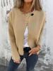 Women's 2025 Fashion Crew Neck Long Sleeve Woolen Coat