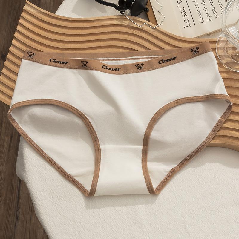 Women's Cotton Mid Waist Alphabet Color Panties Soft Breathable Triangle Pants