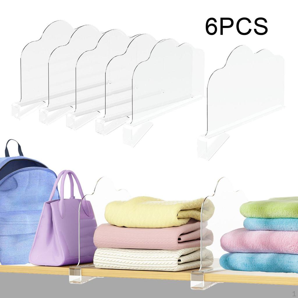 6Pcs Vertical Purse Organizer Shelf Separators Wardrobe Adjustable Towel Cabinet Cupboards Bathroom
