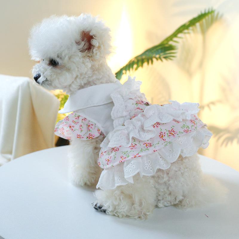 Dog Dress for Small Dogs Floral Girl Puppy Dress Breathable Cute Princess Doggie Dresses Spring Summer Pet Cat Clothes
