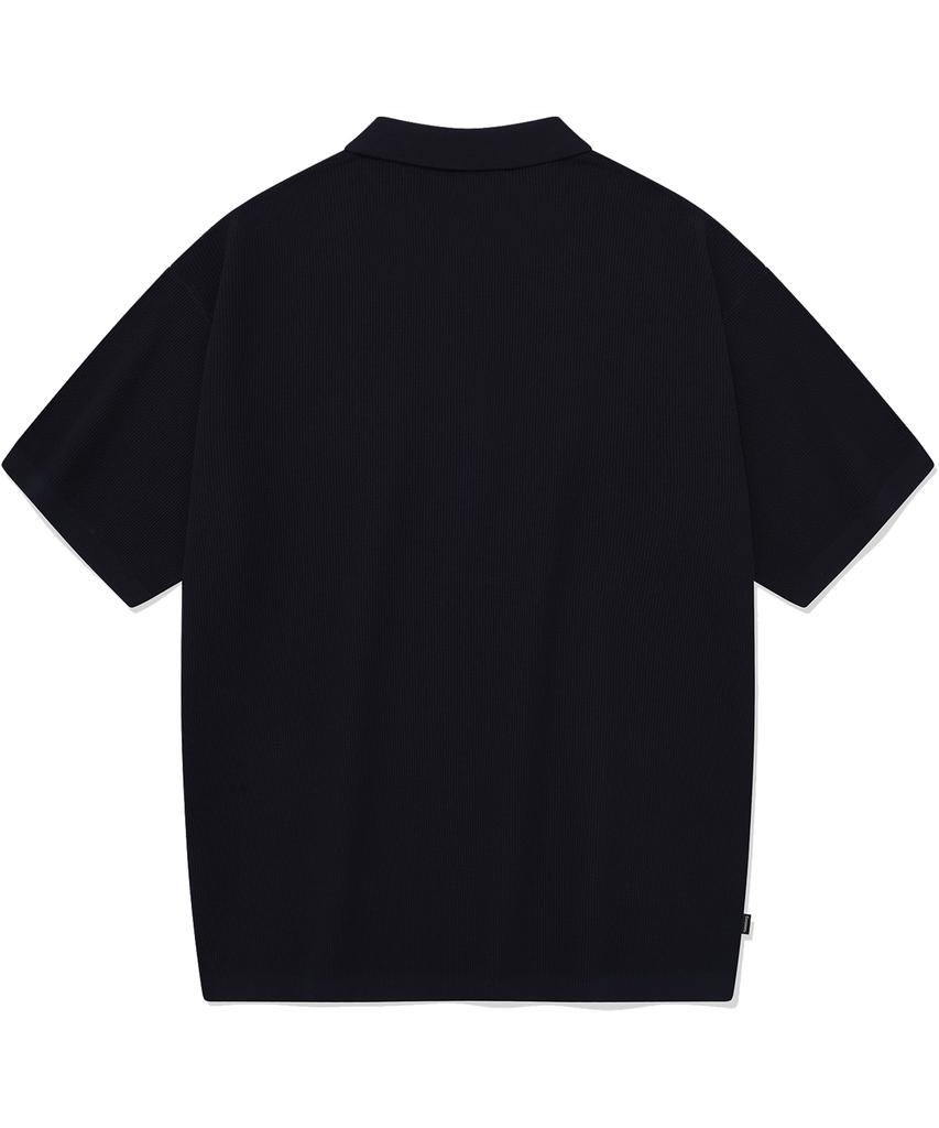 COVERNAT Whale Logo Collar Half Knit Navy
