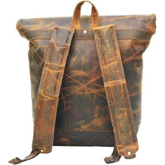 New Leather Travel Laptop Backpack 17 Inch Vintage Genuine Rucksack Collage Hiking Camping Shoulder Brown Bag For Men and Women