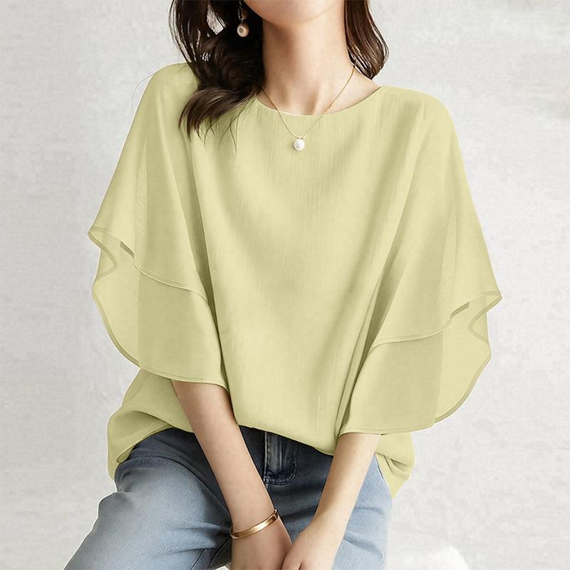 ZANZEA Women Summer Round Neck Casual Short Sleeve Loose Blouse
