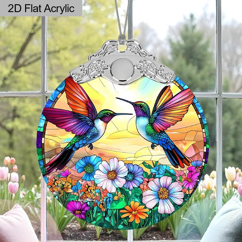 2D плоская 1 шт. Колибри Акриловый Орнамент Весенний Ловец Солнца, Идеальное Весеннее Украшение, Украшение для Сада, Брелок для Автомобиля/Рюкзака