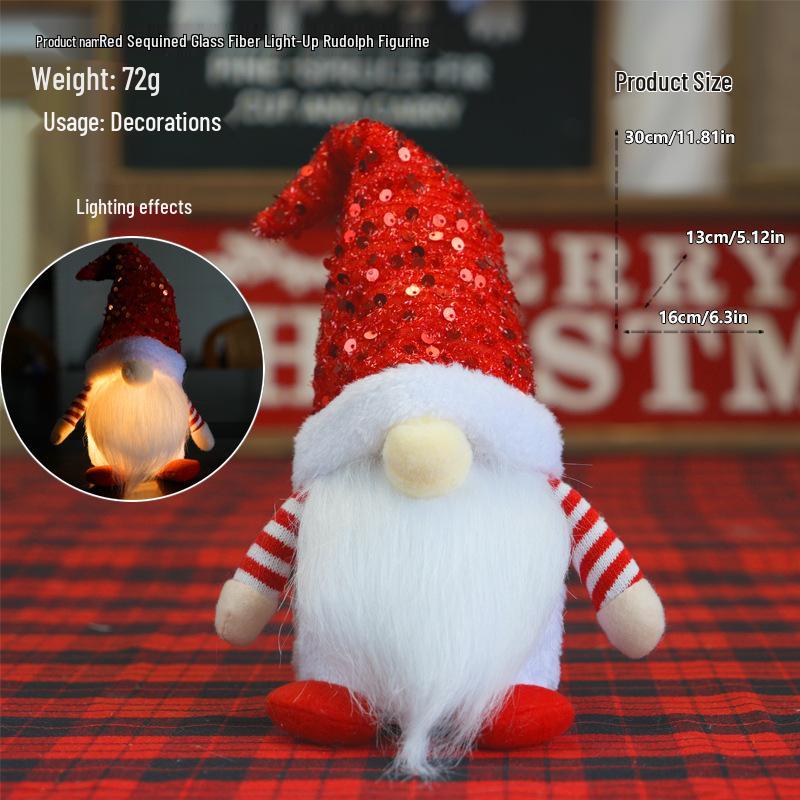 Светящийся гном с пайетками и Рудольф Рождественские украшения
