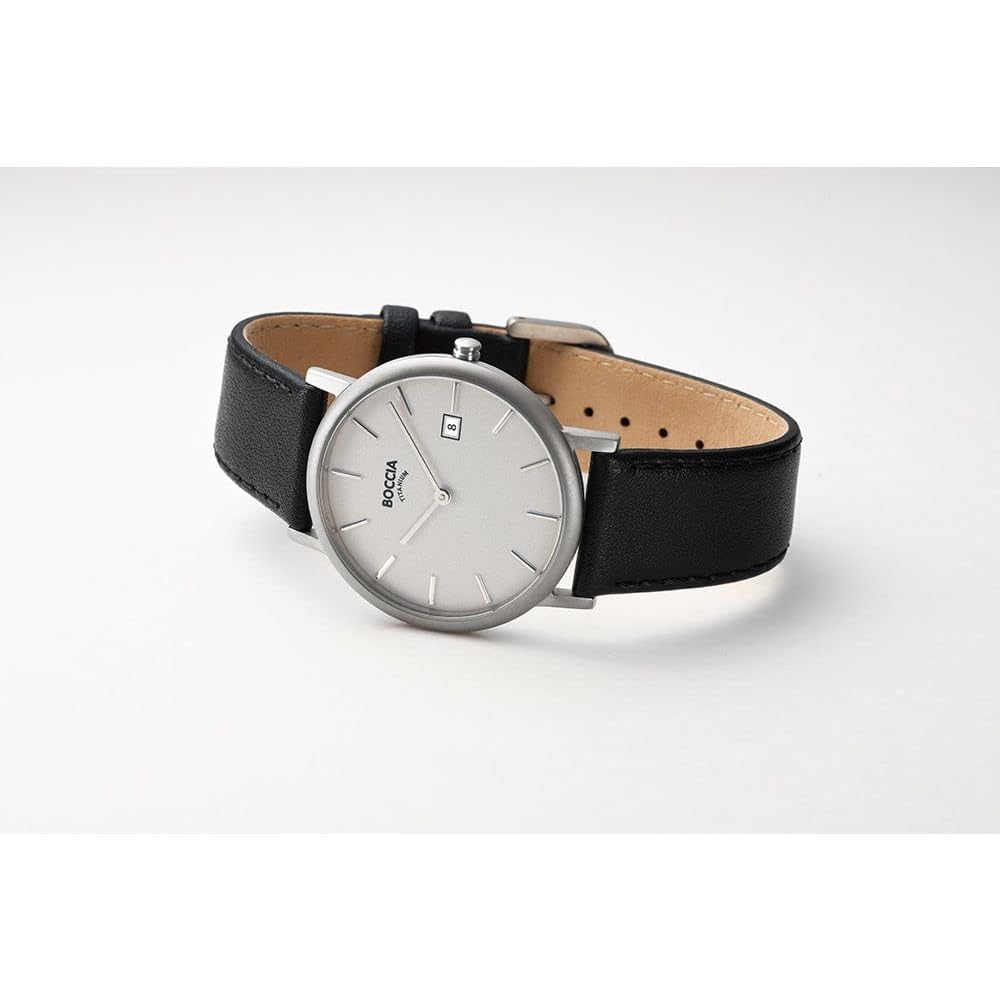 BOCCIA TITANIUM Мужские часы из полностью титана, Гипоаллергенные, Серебристый/Черный, 3637-01 [Официальный японский продукт]