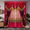 2pcs HD Digital Curtain Printing Simulation Valance Pink Romantic Pink Yellow Splicing Luxury Style Home Decoration Style Dec