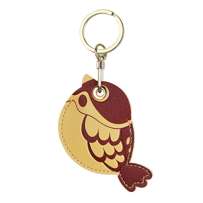 MINISO Брелок, Милый кулон в форме коровы для скрытого Airtag, Защитный чехол из искусственной кожи с кольцом для ключей