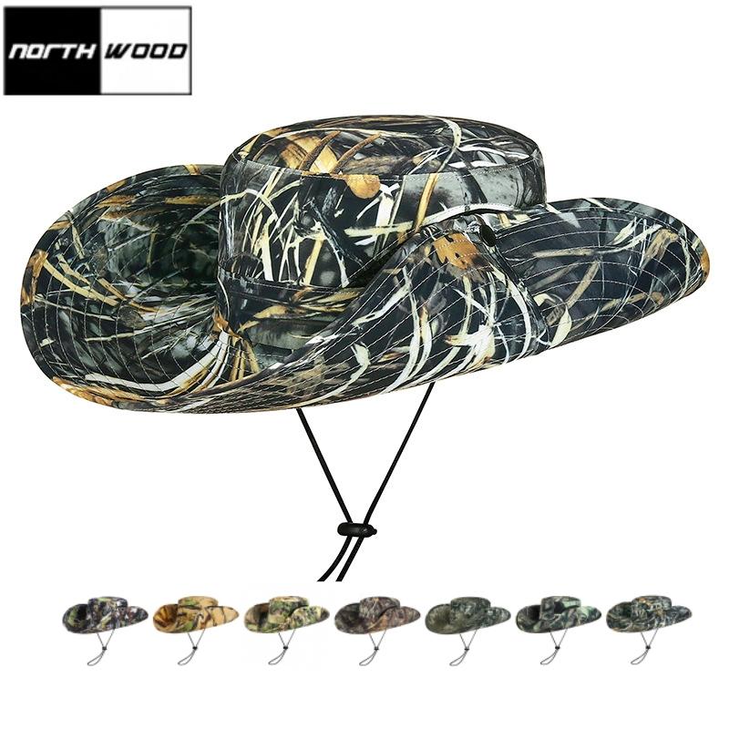 Northwood Leaf Camouflage Bucket Hats Outdoor Mountaineering Withered Wood Jungle Hat Sunscreen Sunshade Large Eaves Breathable Fishing Hats