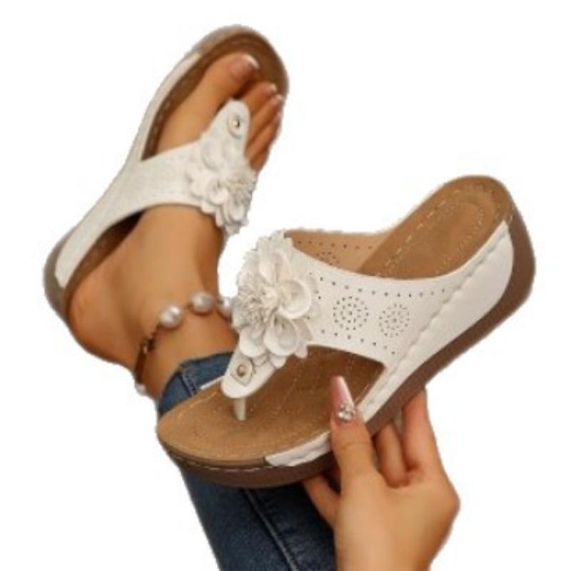 E New Large-size Women's Shoes Spring and Summer Slope Heels Open-toed Slippers Women's Sandals