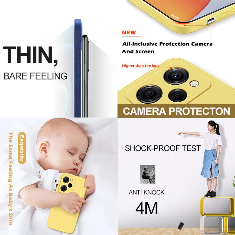 Для Poco X5 Pro Чехол квадратный жидкий силиконовый протектор объектива камеры Чехлы для телефонов Xiaomi Poco X5 Pro X5Pro Pocox5 Pro 5G Мягкий чехол