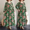 2025 Женское Новое Весеннее Длинное Платье Большого Размера С Длинным Рукавом О-Образным Вырезом Цветочный Принт Свободное Повседневное Винтажное Макси