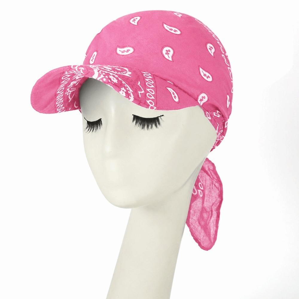 Fashion Wide Brim Baseball Caps Head Scarf Lightweight Pre-Tied Sun Visor Turban Breathable Bandana Scarf Cap Women Outdoor