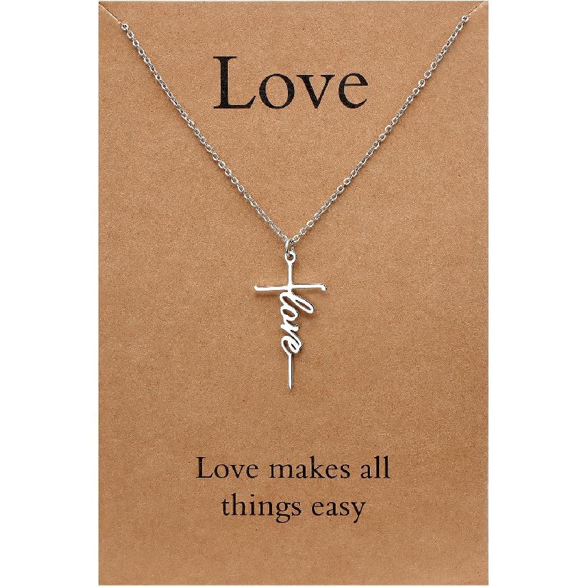 Lcherry Faith Cross Pendant Necklace for Women Religious Christian Jewelry Birthday Christmas Gifts for Women