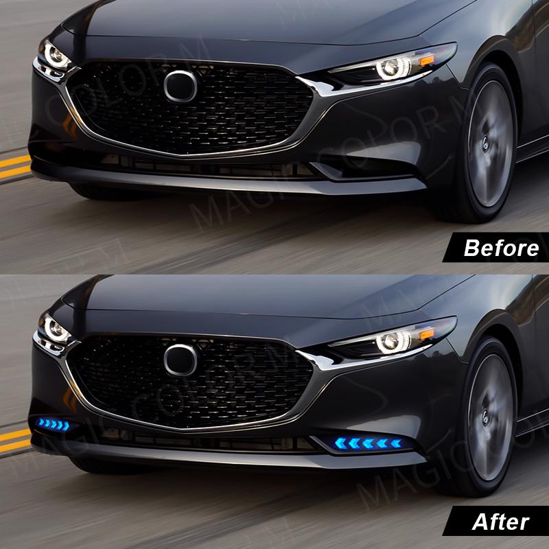 Для Mazda 3 Axela 2019 2020 DRL дневные ходовые огни светодиодные противотуманные фары указатель поворота белый желтый синий автомобильные аксессуары 12 В