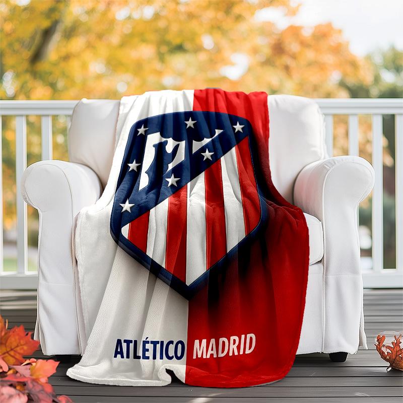 1pc Atletico Madrid Theme Blanket - Digital Print, Polyester, Cozy for All Seasons, Perfect for Outdoor, and Travel