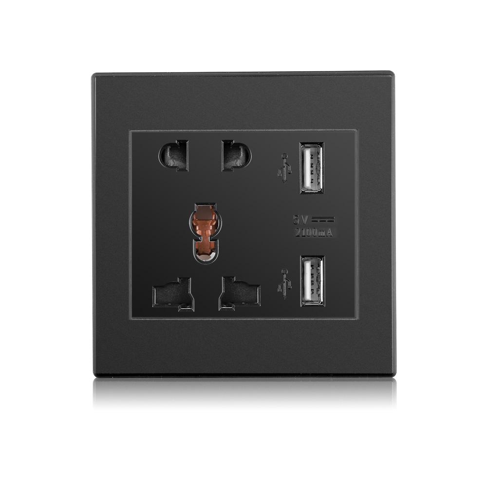 86 Тип Настенный двойной USB-порт для зарядки 5-луночная универсальная розетка Умный дом Адаптер зарядного устройства 2100 мА Электрическая розетка