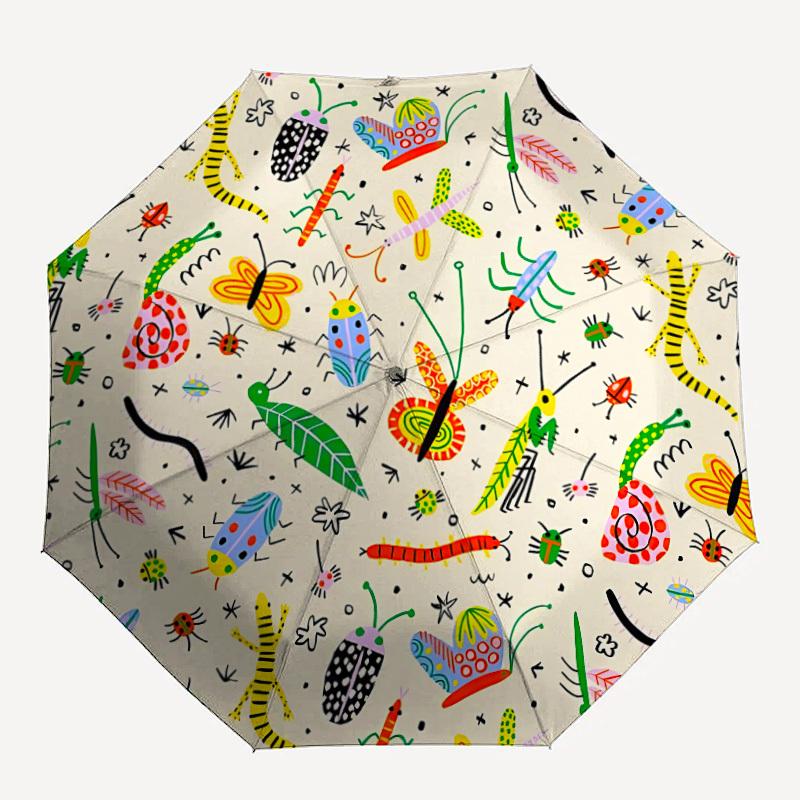 1pc Insect Pattern Automatic Open/close Folding Umbrella, Compact Portable Travel Umbrella, Durable Construction yy251230170