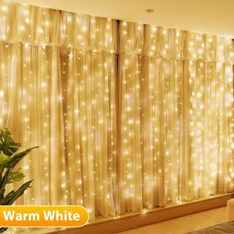 Уличная солнечная гирлянда-штора, 8 режимов освещения, водонепроницаемая, для вечеринки в саду, свадьбы, Рождества, декоративные лампы