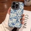 Элегантный синий чехол с цветочным принтом для Samsung Galaxy S25 S24 S23 S22 S21 Plus Ultra A56 A55 A54 A53 A36 A35 A34 A33 A26 A16