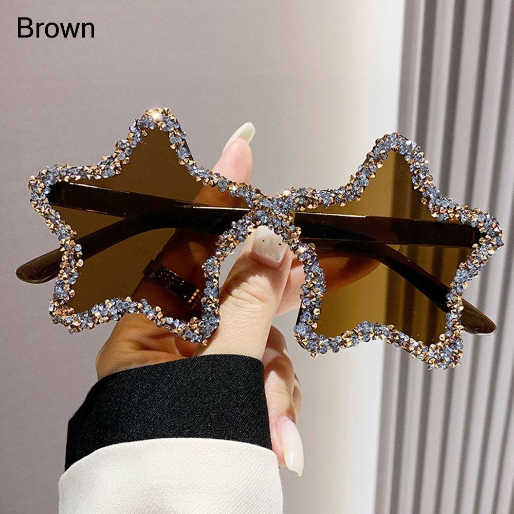 Pentagon Rhinestone Pentagon Sun Glasses UV400 Protection Shades Star Shaped Sunglasses Unisex