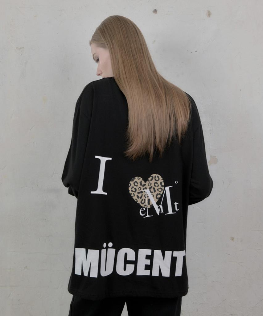MUCENT I Love Sierra Leopard Heart Long Sleeve Tee