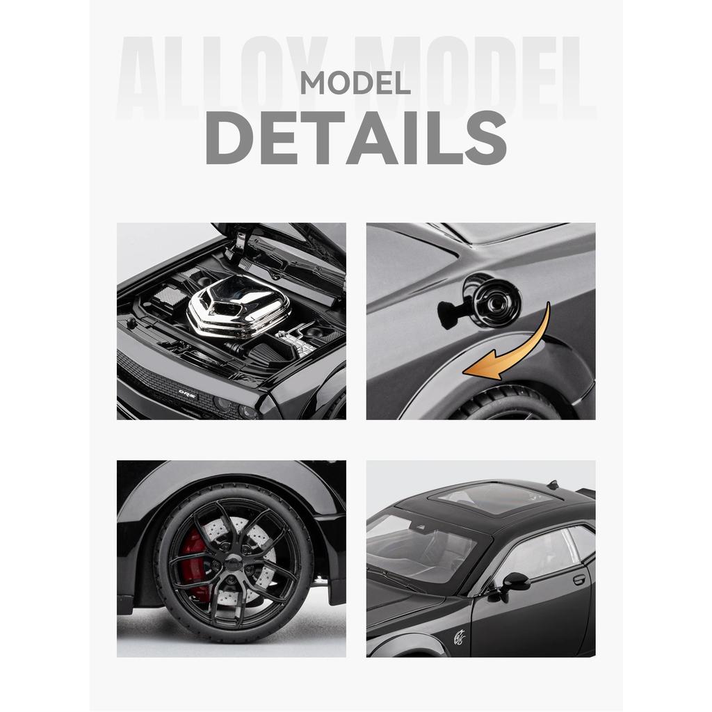 1/18 Dodge Challenger SRT Hellcat Сплав Трассовый Гоночный Автомобиль Модель Металлический Мускулистый Спортивный Автомобиль Модели Транспортных Средств Звук Свет Детские Игрушки Подарок