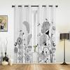 Modern Window Curtains Black and White Flowers Luxury Fashion Curtains for Living Room Bedroom Kitchen Drapes