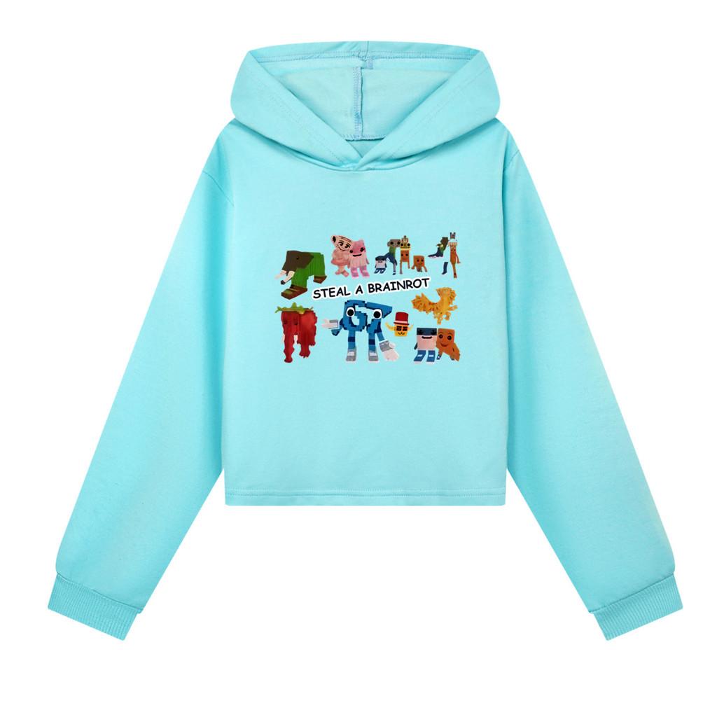 5214 Детские Девочки Украсть Мозговую гниль 67 Шесть Семь Принтованный Повседневный Толстовка-Топ с Длинными Рукавами и Капюшоном