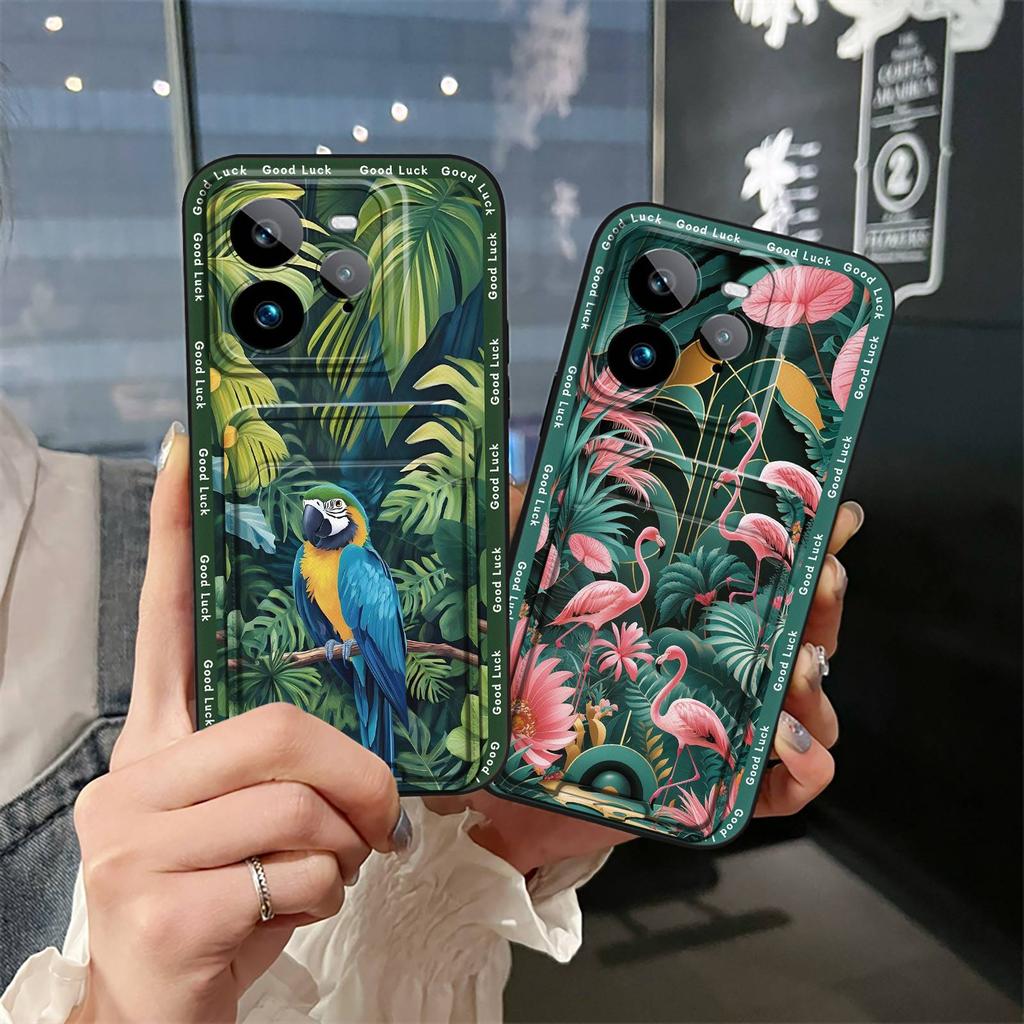 Durable Silicone Phone Case For Realme GT7 Pro Card Slot Full Wrap Cartoon Fashion Design Anti-dust Dirt-resistant Cute