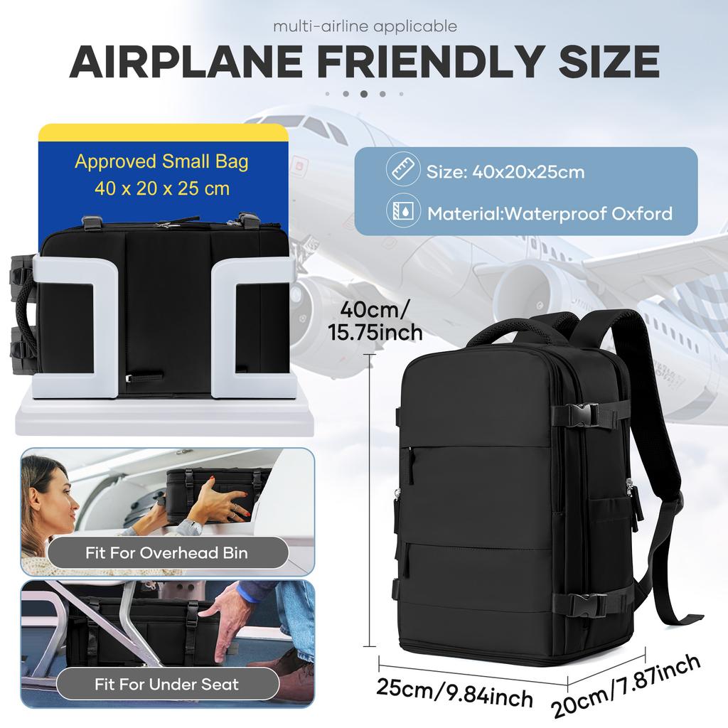 Ryanair 40x25x20 Дорожный рюкзак большой вместимости, складная сумка для походов с вакуумными пакетами и ручным компрессионным насосом, рюкзак для хранения