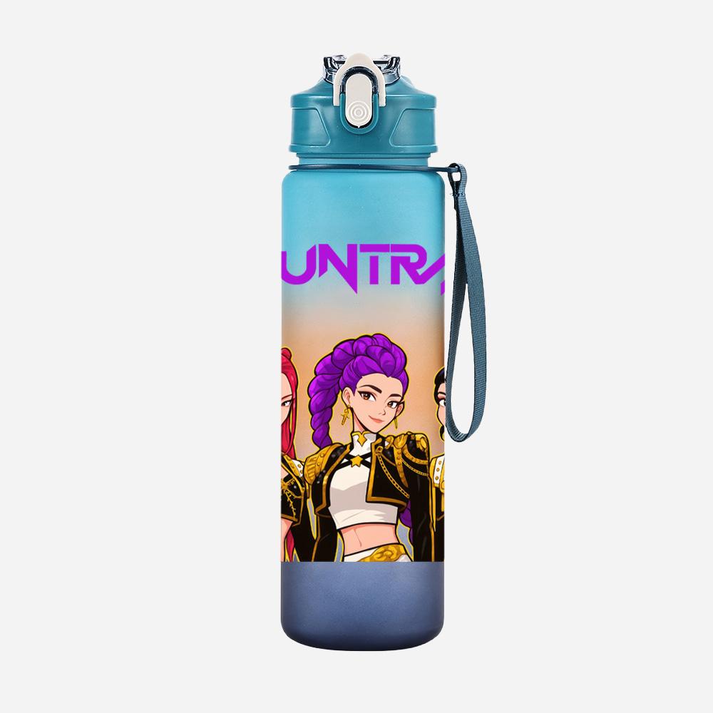 Cartoon K-Pop Demon Hunters Printed 750Ml Water Bottle Large Capacity Drinking Cup Portable Outdoor Sports Water Cup Children Gift