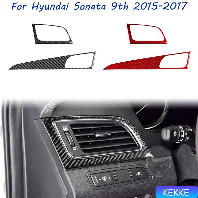 Для Hyundai Sonata 9 2015 2016 2017 накладка на воздуховод приборной панели из настоящего углеродного волокна Наклейка Аксессуары для интерьера автомобиля