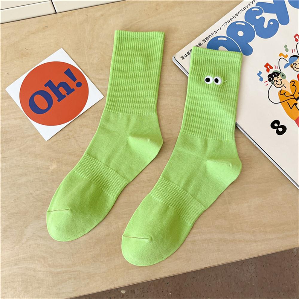 Новые женские вышитые носки средней длины с большими глазами, модные, красочные, мультяшные, милые, мягкие хлопковые спортивные носки, дропшиппинг