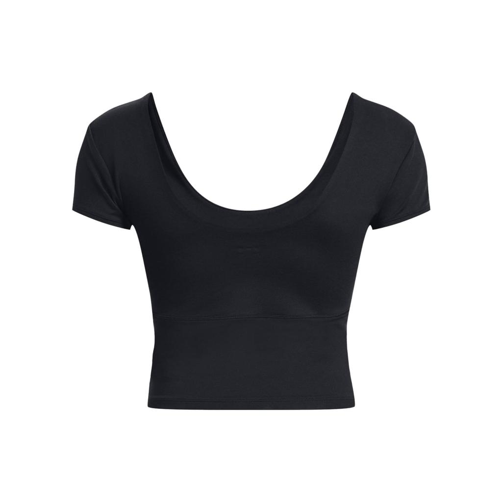 Under Armour Solid Color Round Neck Fitted Short Sleeve T-Shirt Women Tops Black 1379156-001