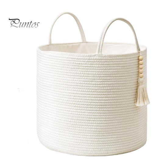 Плетеная корзина для хранения, декоративная корзина из натуральной веревки с ручкой, большая вместительная корзина для хранения игрушек, органайзер для одежды