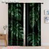 2 шт., 2D плоская печать, Праздничные шторы на окна, Тропический зеленый пальмовый лист, Универсальный 100% полиэстер, Без электричества, Праздничная стена