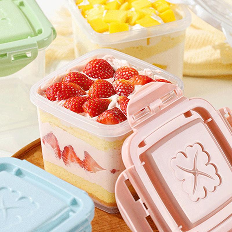 Многоразовая коробка для десертов с крышкой, прозрачный квадратный контейнер для торта, герметичная банка для мороженого, холодильник, коробка для фруктов, овощей и свежей еды