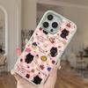 For iPhone 16 Pro Magnetic Case TPU PC Phone Cover with Detachable Happy Black Cat Backplate