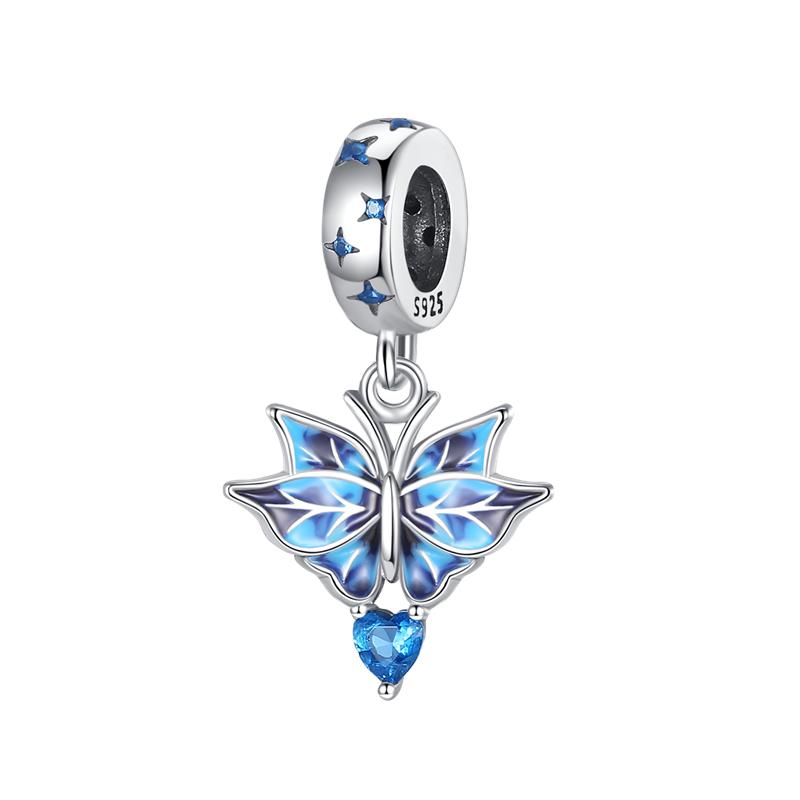 Fashion 925 Copper Fantasy Colorful Butterfly Series Pendent Beads Charms Fit 4MM Hole Diameter Bracelet Zircon Diy Making