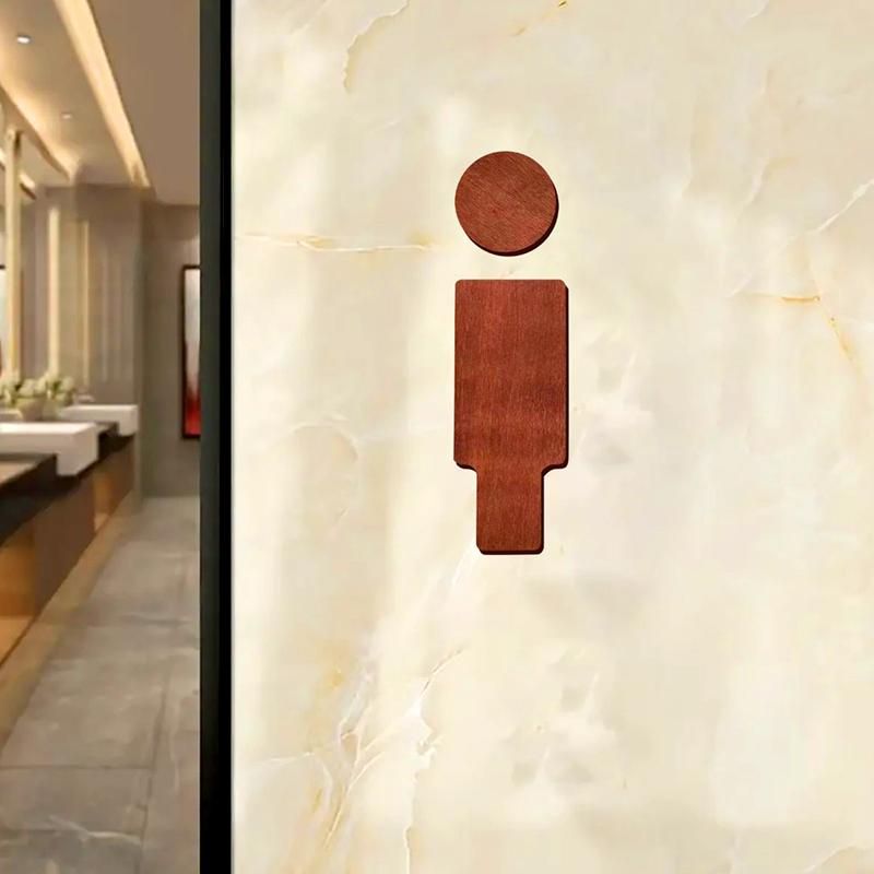 1 Set Wooden with Adhesive Backing Restroom Sign Toilet Decor Male & Female NEW Bathroom Wall Decor Toilet Sign